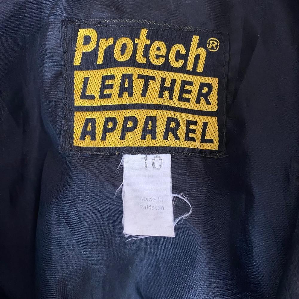 PROTECH Leather Apparel Vintage Black Leather Motorcycle Jacket Size 10 - Picture 6 of 15
